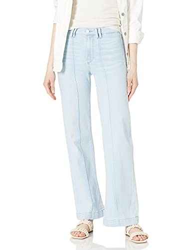 PAIGE Women's Leenah Transcend Vitnage Front Pin Tucks Double Belt Loop Wide Leg Jean