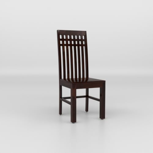 Image of Solid Sheesham Wood Dining Chair Set of 4 | Premium Wooden Dining Chairs | Elegant Vertical Slatted High Backrest | Heavy Duty Dining Table Chairs for Home, Kitchen & Dining Room