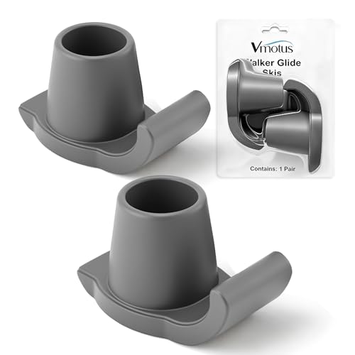 Vmotus Walker Ski Glides for Folding Walkers 2 Pack Universal Walker Accessories for Seniors 1-1/8 Fit Walker Feet Replacement Smooth Walker Glides Tennis Ball Alternative