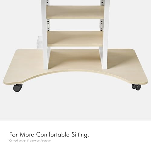 Image of EUREKA ERGONOMIC Gaming Desk Computer, 37 inch Rolling Desk on Wheels for Small Space, Mobile Computer Cart with Pegboards Adjustable Shelves for Gaming PS Switch, Craft Station, Home Office - Maple