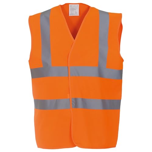 Yoko Men's Yk001/Hvw100 Hi Vis 2 Band and Braces Waistcoat - Orange, Small