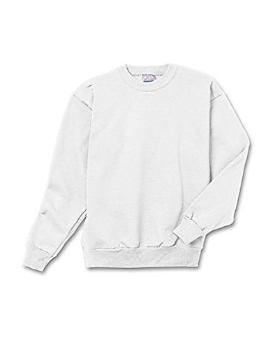 Hanes Youth 7.8 Oz 50/50 Crewneck Sweatshirt In White - Large (14/16) #TOP1