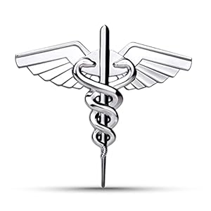 Caduceus Snake Stick Wings Metal Sticker for Car, Double Snake Decal, Medical Emergency Zinc Alloy Emblem, for Automobile, Motocycle (Double Silver)
