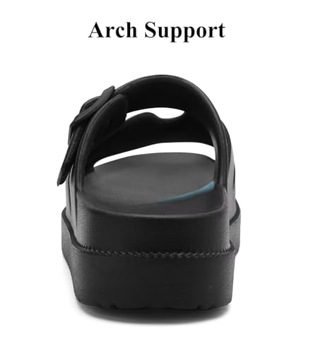 Womens Platform Sandals with Arch Support, Summer Beach Slides Adjustable Buckle, Women Comfort Lightweight Chunky Cushion Slip on H-Strap Sandal3