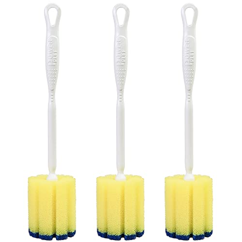 Powerpuff Usa Made 13.6" Long Handled Deep Clean All-Purpose Home Cleaning Sponge & Water Bottle Scrubber | Deep Clean Tumbler Bottles, Thermoses, Jugs & Household Messes | Non-Scratch | Pack Of 3 #TOP4