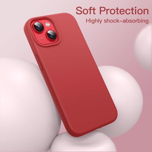 Image of SBMS Silicone Case for iPhone 14 6.1-Inch /iPhone 13 6.1-Inch, Silky-Soft Touch Full-Body Protective Phone Case, Shockproof Cover with Microfiber Lining (Red)
