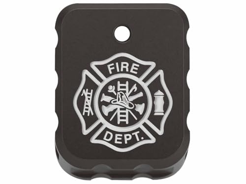 NDZ Performance Brass Magazine Base Plate for Canik TP9 – Armor Black Cerakote Finish – Laser Engraved – Fits TP9SF, TP9SFX, TP9 Elite SC – White Fill – Fire Department Emblem
