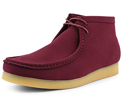 Amali Jason2 Chukka Boots for Men - Men's High-Top Casual Boots Manmade Suede Desert Chukka Boots - Casual Boots Lace Up Crepe Rubber Sole - Mens Desert Chukka Boots Burgandy Size 9.5
