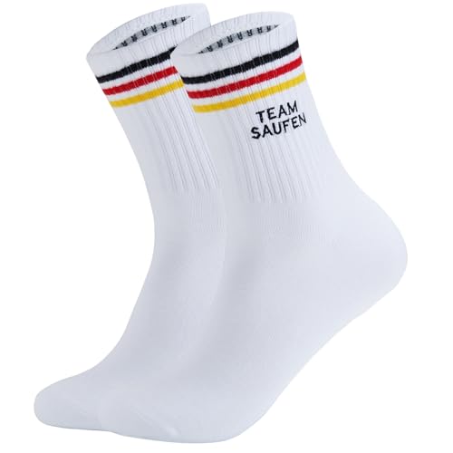 RF&CM Chaussettes brodées - Chaussettes de l'Allemagne pour les vacances, la fête de la bière et autres fêtes de surf, Blanc., 43 Große Größen