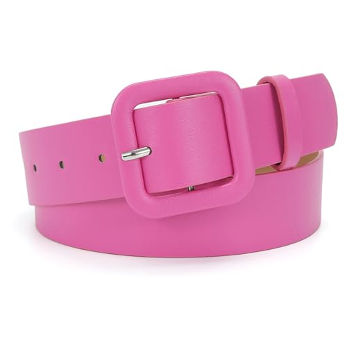 Women's Belt with Square Buckle in Candy Color, Simple and Versatile Belt for Jeans and Dresses