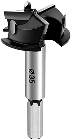 CVIUYO 1-3/8Inch Forstner Drill Bit, Hinge Jig Drill Kitchen Cupboard/Hinge Cup Drilling Hole Saw Cutter, Carbide Tipped Forstner Bit for Hard Wood, Wood Drilling Hole Saw (35MM)