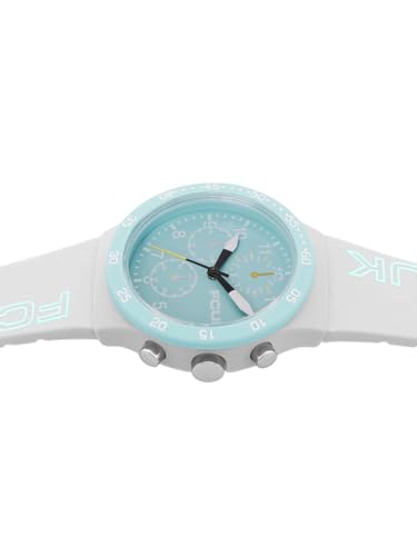 Image of FCUK BEAT FW25 Unisex Analog Watch with White Case & Matt Blue Dial - FC184W