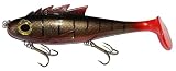 Musky Swimbait Livingston Mustang Soft Plastic Lure with EBS Sound Technology for Pike Muskie (Burnt Roach)