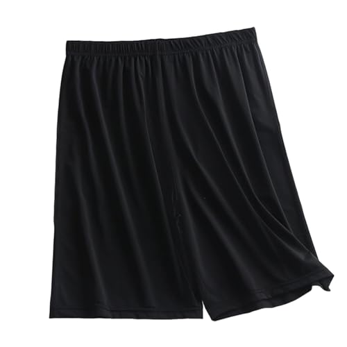 Men Soft Ice Silk Pajama Shorts, Summer Lightweight Breathable Loungewear Sleepwear Elastic Waist Loose Athletic Shorts