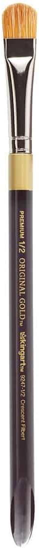 KINGART Original Gold Specialty 9247 Series, Crescent Filbert Blender Artist Brush, Golden Taklon & White Bristle Blend, Acrylic Handle (1/8)