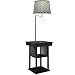 Brightech Madison w. Wireless Charging Station & USB port - Narrow Nightstand in Mid Century Modern Style with Built In LED Lamp - End Table & Attached Reading Light for Living Rooms - Classic Black