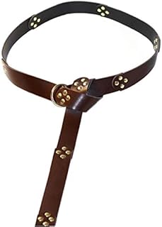 Asien Leather Ring Belt Medieval Viking Knight Cosplay Viking Battle Costume Leather Ring Belt for Men Women Brown