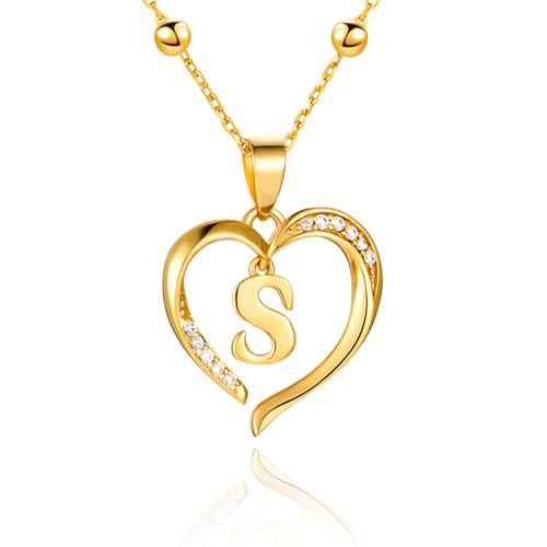Cicy Bell Womens Heart Initial Necklace for Women 18k Gold Plated Cubic Zirconia Dainty for $11.99 at Amazon