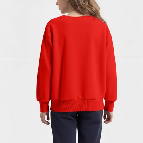 Girls Fleece Lined Sweatshirts No Hood Crewneck Long Sleeve Pullover Top Kids Winter Thermal Warm Sweatshirt4