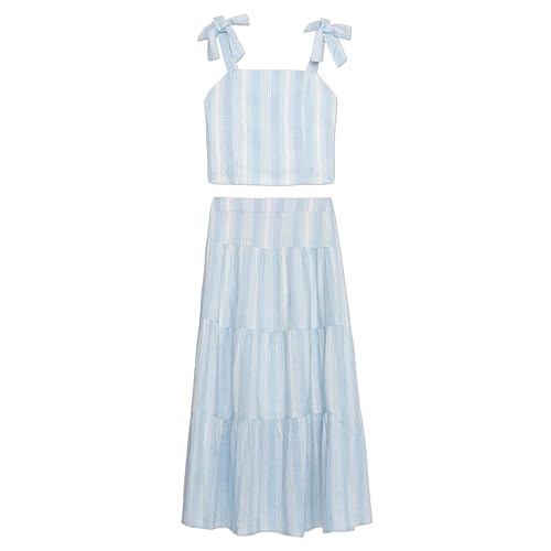 Image of Speechless Girls' Sleeveless Cropped Top and Maxi Tiered Skirt Set