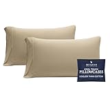Beckham Hotel Collection Cooling Pillowcases for Hot Sleepers, Standard/Queen Size Set of 2, Cool Bedding, Envelope Closure, Silky Soft, Breathable, Moisture-Wicking, Sand
