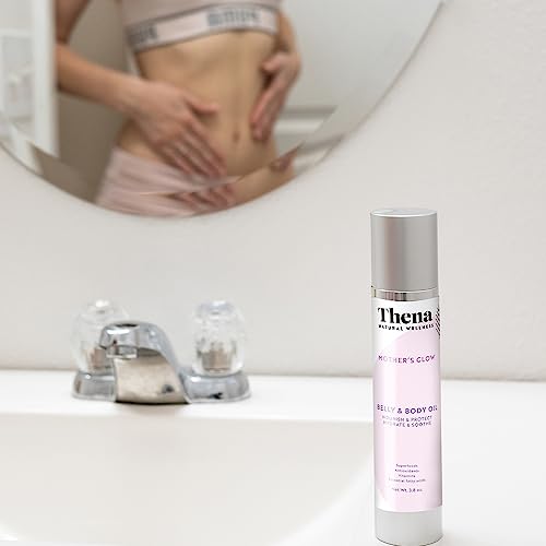 Mother's Glow Organic Belly Oil For Pregnancy Helps Prevent Stretch Marks Dry Skin, Best Natural Maternity Skin Care Moisturizer Moisturizing Massage Cream Lotion Gifts For Pregnant New Expecting Moms Women