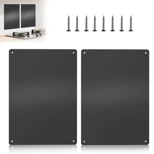 Stainless Steel Stove Backsplash Wall Guard - Heat Resistant Splatter Shield for Kitchen Wall Oil-Proof for Gas/Electric Stoves Easy Install with Pre-Drilled Holes (Brushed Black 12x16)
