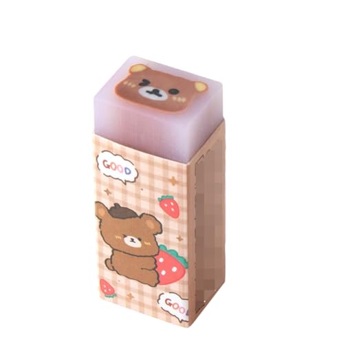 6pcs - Cartoon Pattern Sandwich Eraser, Cute Eraser with Clean Cutting and No Trace-Little Brown Bear