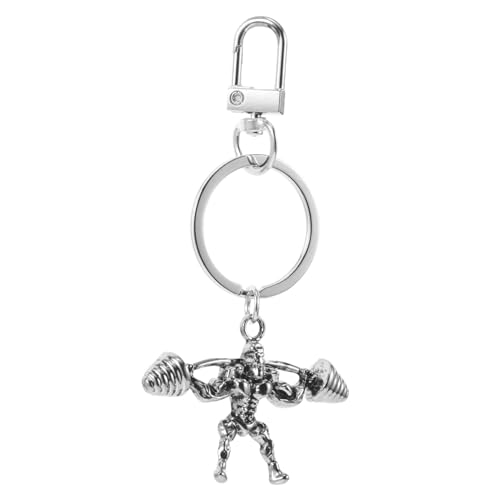 SUPVOX Porta-chaves de metal porta-chaves com punhos homens fitness musculação porta-chaves para carteira de carro porta-chaves anel levantamento de pesos jóias para amantes do ginásio, Prata