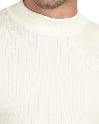 Image of Men Woolen Round Neck Solid Striped Design Pullover Heavy Rainbow Fabric Winter Wear Pure Wool Cardigan for Men Fully Warm Pullover Free Sizes