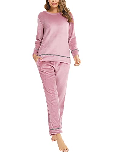 Sykooria Womens Velour Tracksuit Pullover Sweat Suits Trimmed Velvet Track Suits Casual Jogging Suits Ladies Pajamas Pink XL