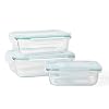 Martha Stewart Seavey 6 Piece 514 oz 355 oz 216 oz Square Storage Borosilicate Glass Container Set wPP Snap Martha Blue Lids