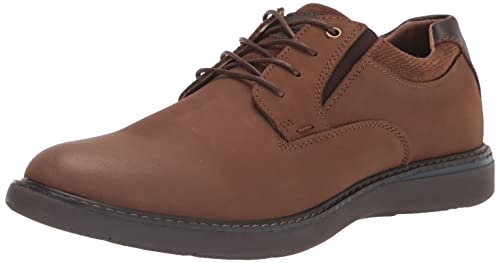 Image of Nunn Bush Men's Bayridge Plain Toe Lightweight Leather Lace Up Oxford, Tan, 9 Wide