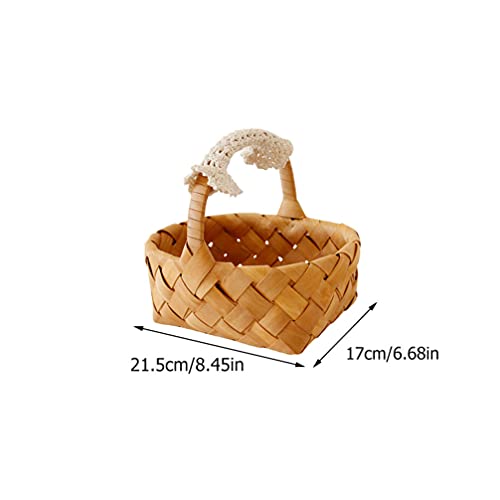 Cabilock 2 peças de mini cesta de tecido com alça para casamento, presente de madeira, cesta de vime