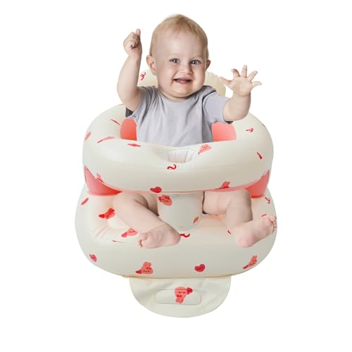 Image of Portable Inflatable Baby Seat with Safety Fence - Sit-Up Chair for Infants & Toddlers | Secure Baby Floor Seat for Sitting Practice | Lightweight Design with Built-in Air Pump