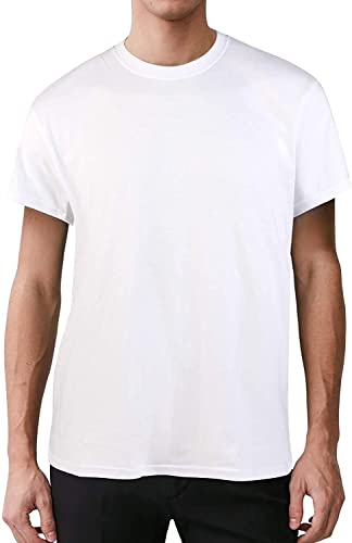 Natural Feelings Men's Cotton Undershirts - Casual White Crew Neck T-Shirts, Pack M #TOP1