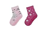Sterntaler Baby-Mädchen FLI Air Dp Katze+Sterne Hausschuh-Socken, 2er pack,Rosa mel., 25-26 EU