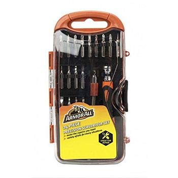 Armor All 24 Piece Precision Screwdriver Set with Case  Security, Laptop Repair, Electronics  Torx, Phillips, Pozidriv, Slotted, All in One