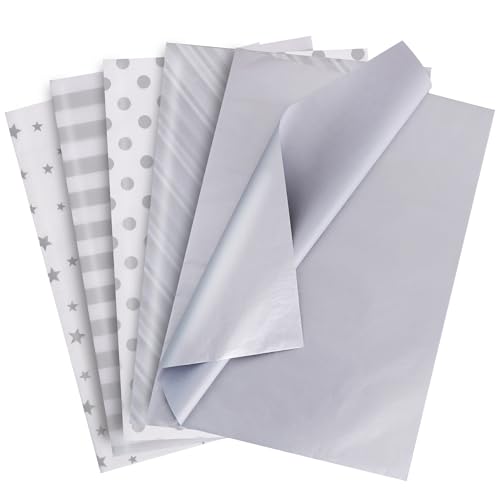 Papier de soie argenté et blanc 100 feuilles pour décorer vos bouquets et projets DIY