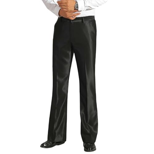 Men's Shiny Wet-Look Dress Pants Flared Boot Cut Suit Trousers Casual Vintage Formal Smart3