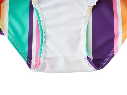 UMELOK Conjunto Rash Guard para crianças e meninas com calcinha de biquíni, Colorido, arco-íris, 3 A