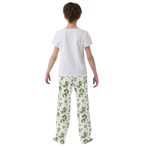 Four-leaf Clover Dog Pajamas Bottoms with Pockets Comfy Pjs Sleepwear Elastic Waistband Pajamas Pants Lounge Pants for 6-14 Years3