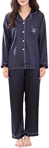 GDKKBIN Pajamas Set Long Sleeve Ladies Sleepwear, Women Long Sleeve Like Silk Pajamas Two Piece Sets, For Winter Xmas Women S Pyjama Sets Cropped Pajamas Cotton Short Pj Pants