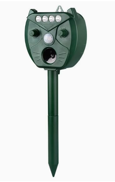 Repelente de gatos para jardines del Reino Unido – Disuasorio ultrasónico de gatos alimentado por energía solar, impermeable, para exteriores, repeler gatos, zorros, ardillas, palomas, roedores (tipo