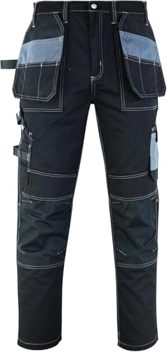 Pantalon de travail robuste homme multipoches avec genouillères noir