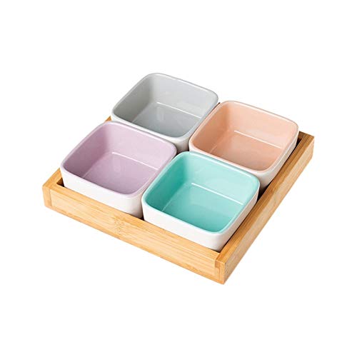 CCKUYT Set di Ciotole per Salse, Piatti/Ciotole per Salsa di soia, Ciotole in Porcellana da 3,5 Pollici, Avena, Snack, zuppa, Dessert, Insalata, affettati appetitosi, Quattro Colori per Salse B