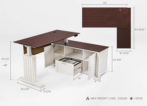 Image of EUREKA ERGONOMIC 60x26 Executive Standing Desk with File Cabinet Drawers,L Shaped Adjustable Height Desk Home Office Computer Desk with Storage
