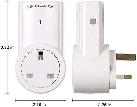 HBN Remote Control Plug Socket, 10A/2400W Wireless Light Switch 30M/100ft Operating Range for Household Appliances, 2 Pack Sockets and 1 Remote