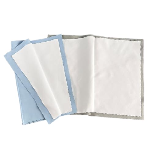DOKRIN Limpieza y cuidado de joyas, 2 paños de limpieza para pulir joyas cubiertos y monedas (azul cielo, gris claro)