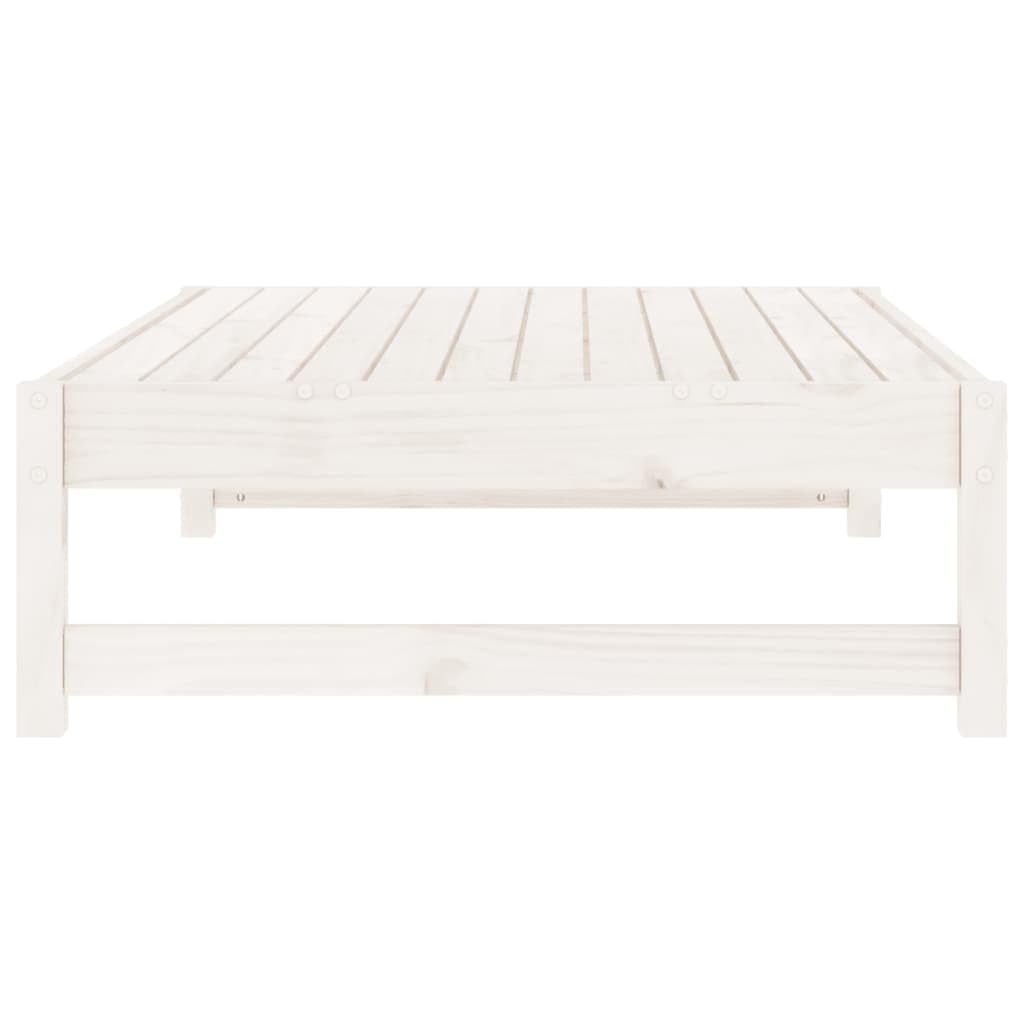 vidaXL Taburete de Jardín, Reposapiés Otomana de Descanso, Mesa de Centro de Listones, Asiento para Patio Terraza, Madera Maciza de Pino Blanco
